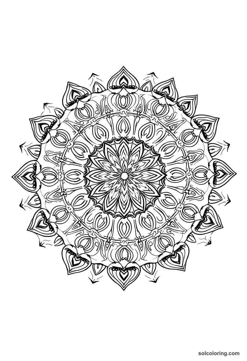 Mandala King Matthias Corvinus of Hungary coloring page, free printable mandala style