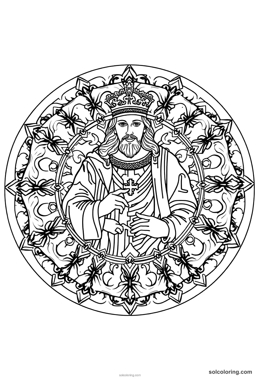 Mandala King Philip II of Spain with the Armada mandala coloring page for kids