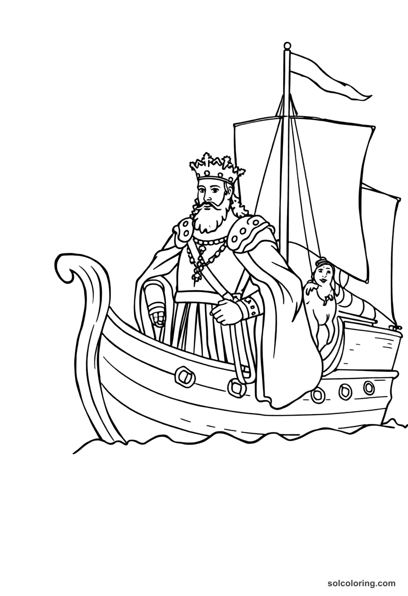 Simple King Philip II of Spain with the Armada coloring page, free printable simple style