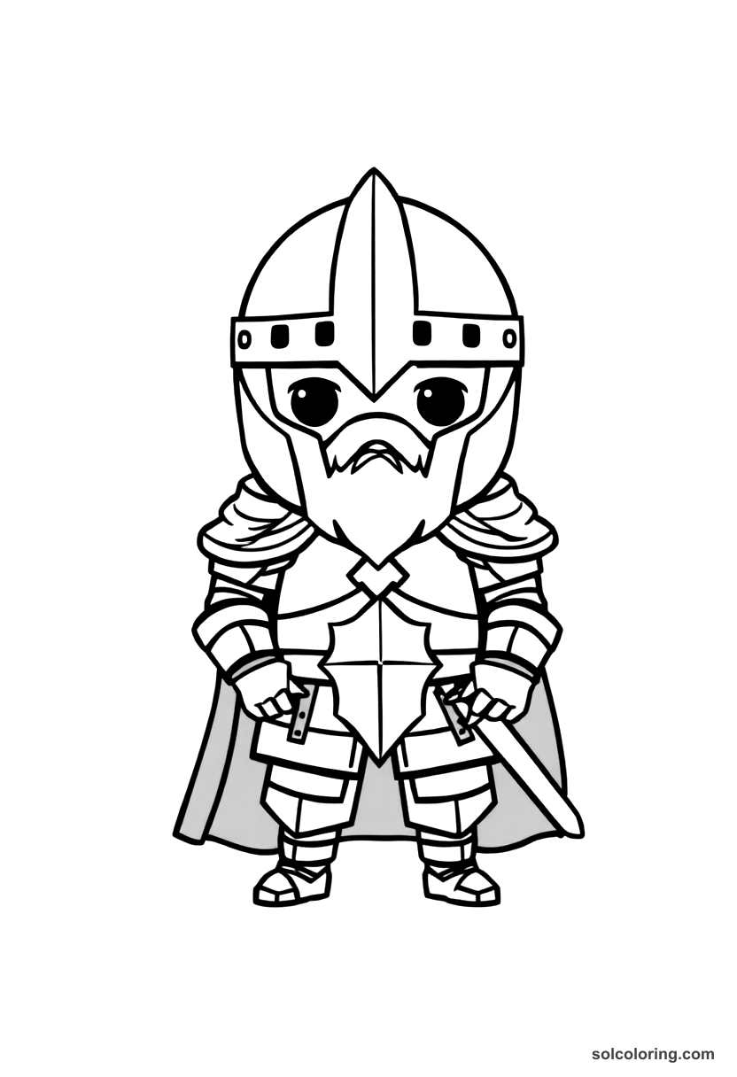 Chibi King Richard I the Lionheart in Crusader Armor coloring page, free printable chibi style