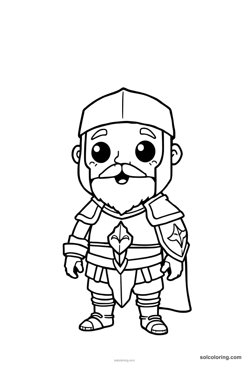 Cute Cartoon King Richard I the Lionheart in Crusader Armor cute cartoon coloring page for kids