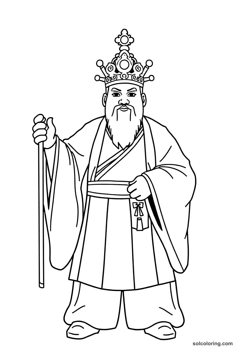 Simple King Sejong the Great Presenting Hangul coloring page, free printable simple style