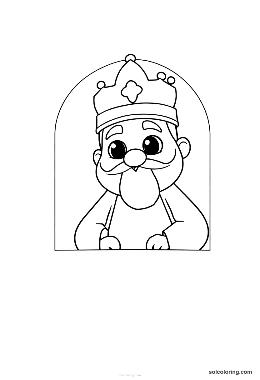Cute Cartoon King Shahzaman watching from his window cute cartoon coloring page for kids