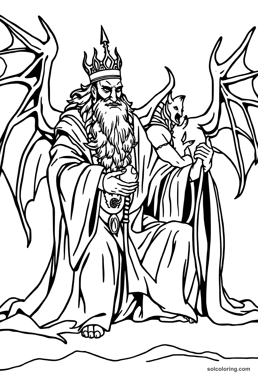 King Solomon Commanding The Djinn coloring pages