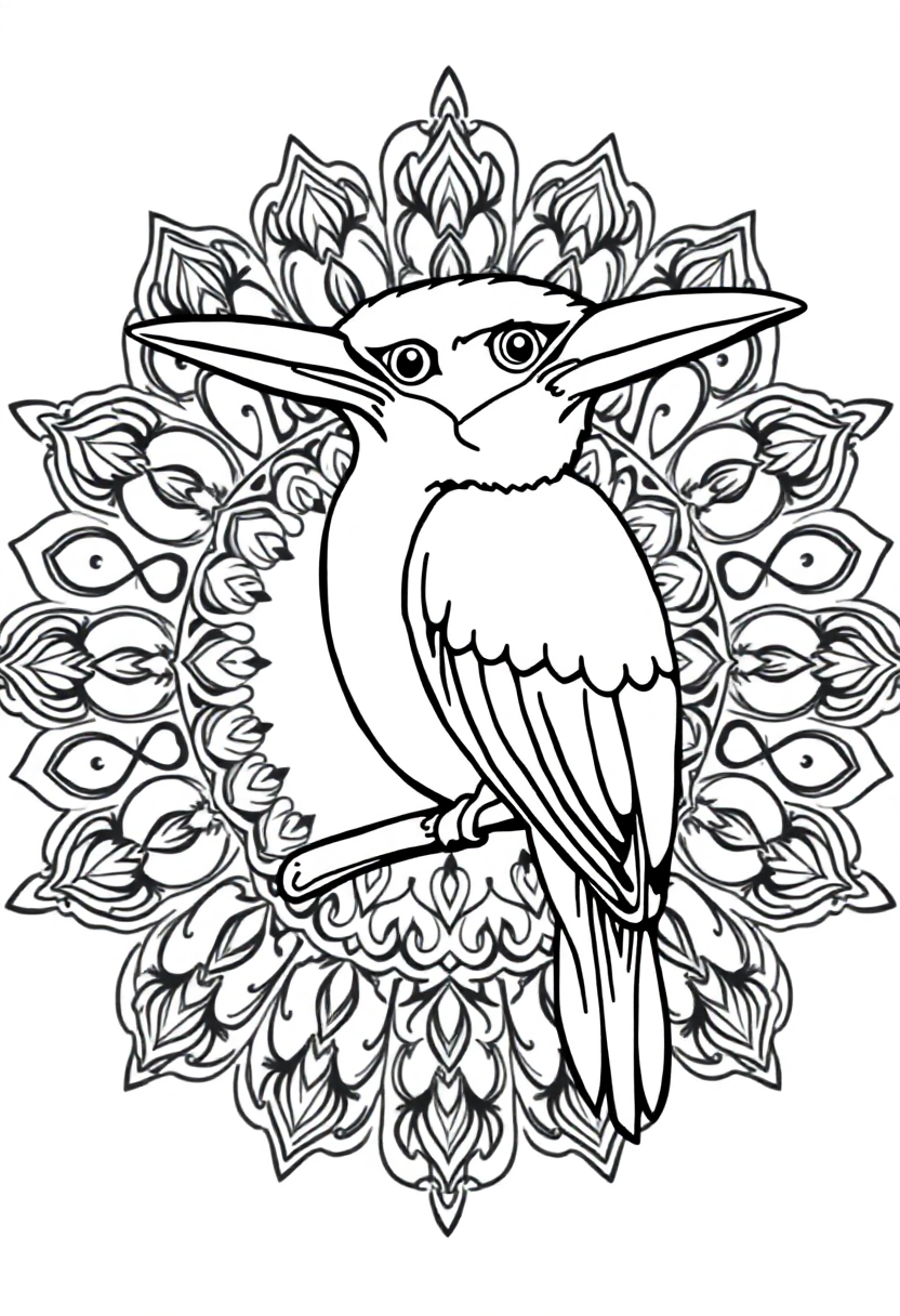 Kingfisher parrot coloring page, free printable