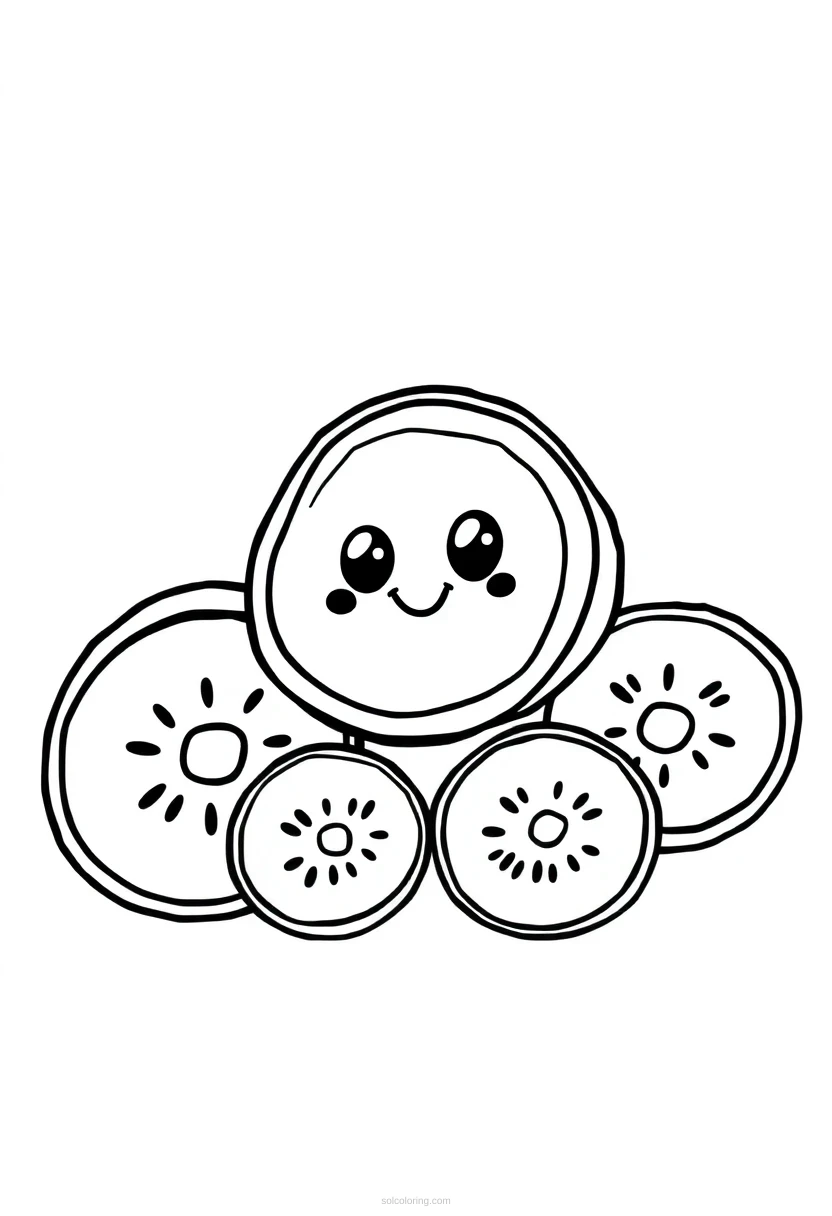 Kiwi Slices coloring page for kids