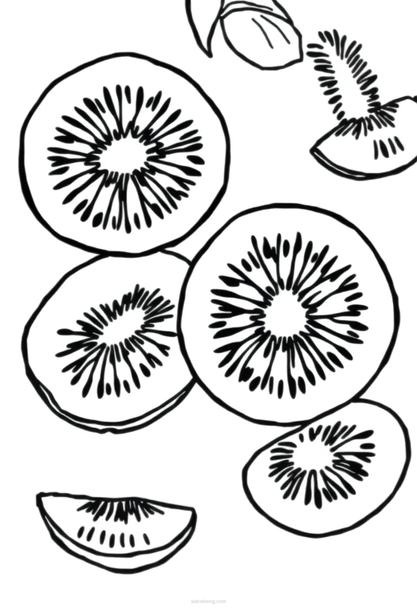 Kiwi Slices coloring page for kids