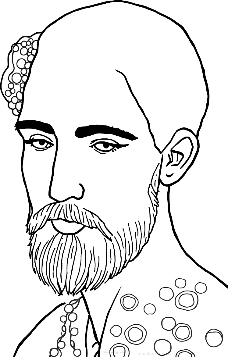 Klimt Golden Portrait coloring pages