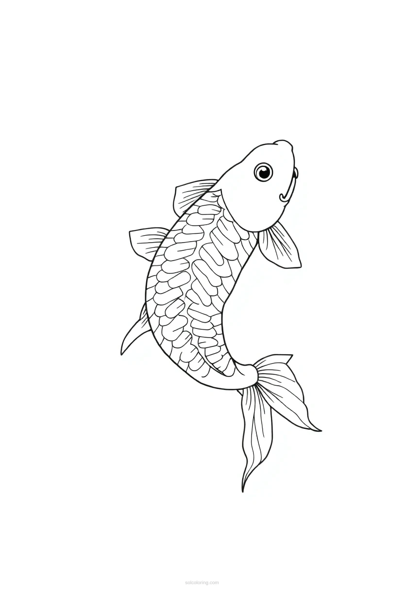 Koi Fish Swimming coloring page for kids