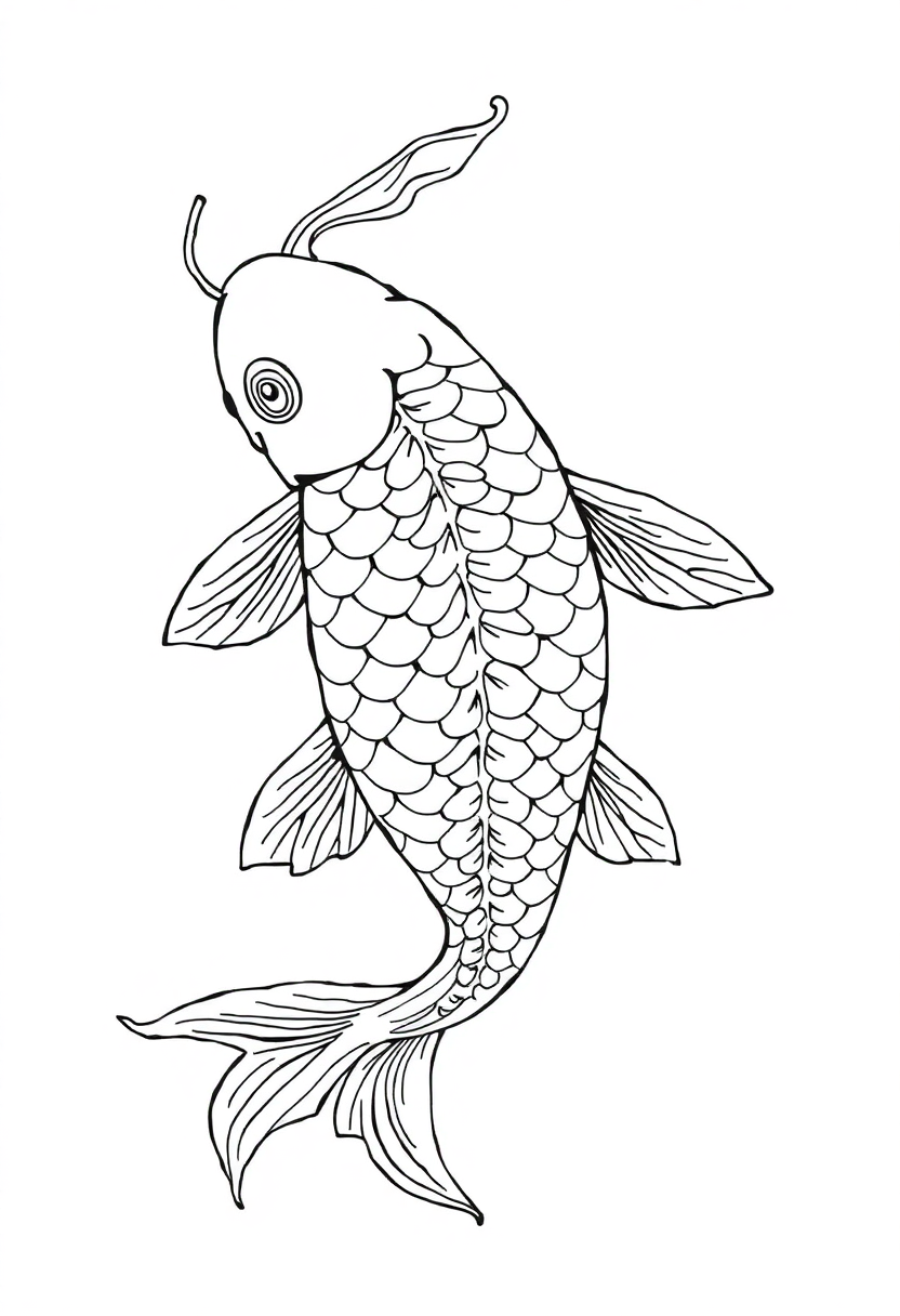 Koi Fish Swimming coloring page, free printable