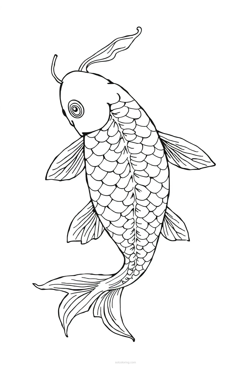 Koi Fish Swimming coloring page for kids