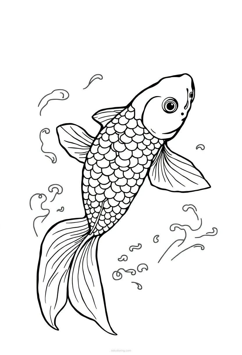 Koi Fish Swimming coloring pages