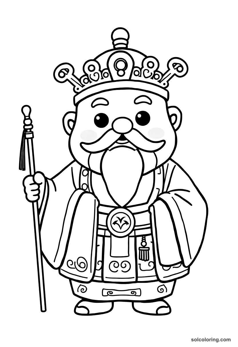 Cute Cartoon Kublai Khan Receiving Ambassadors coloring page, free printable cute cartoon style