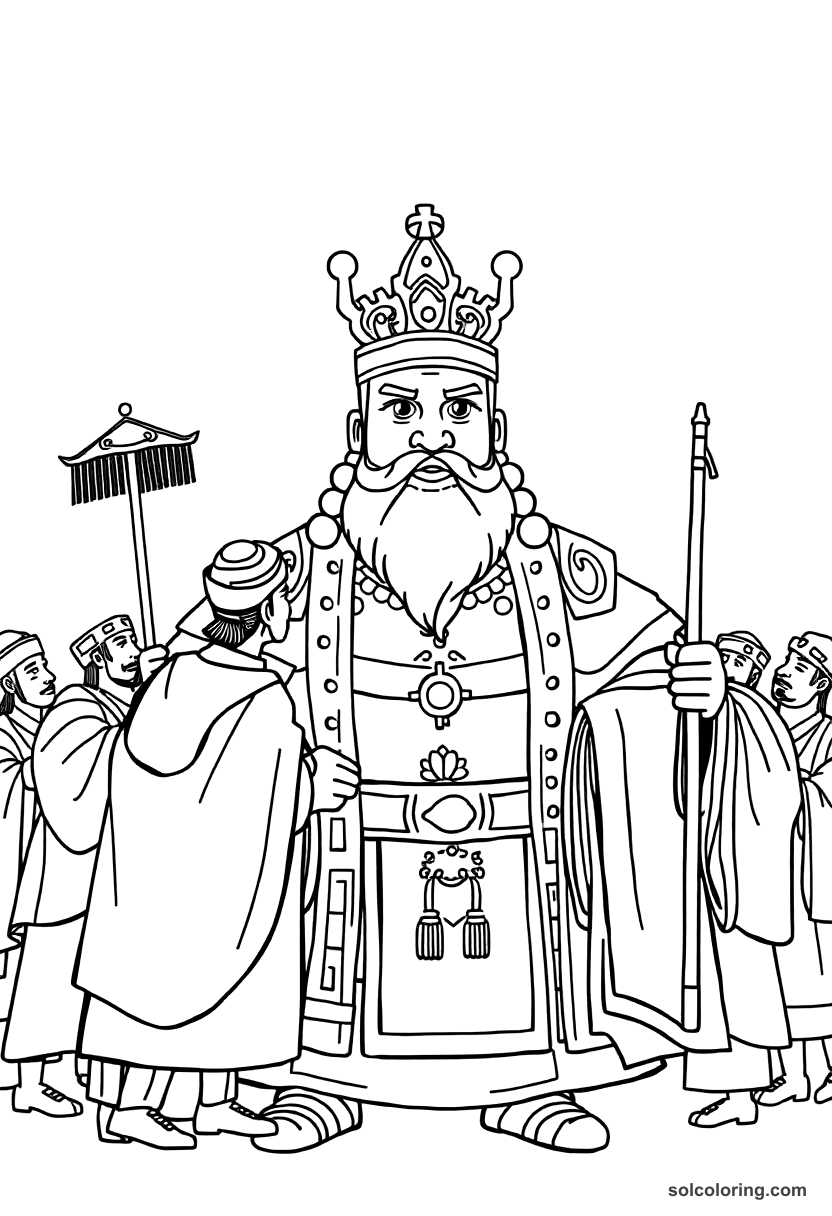 Simple Kublai Khan Receiving Ambassadors coloring page, free printable simple style