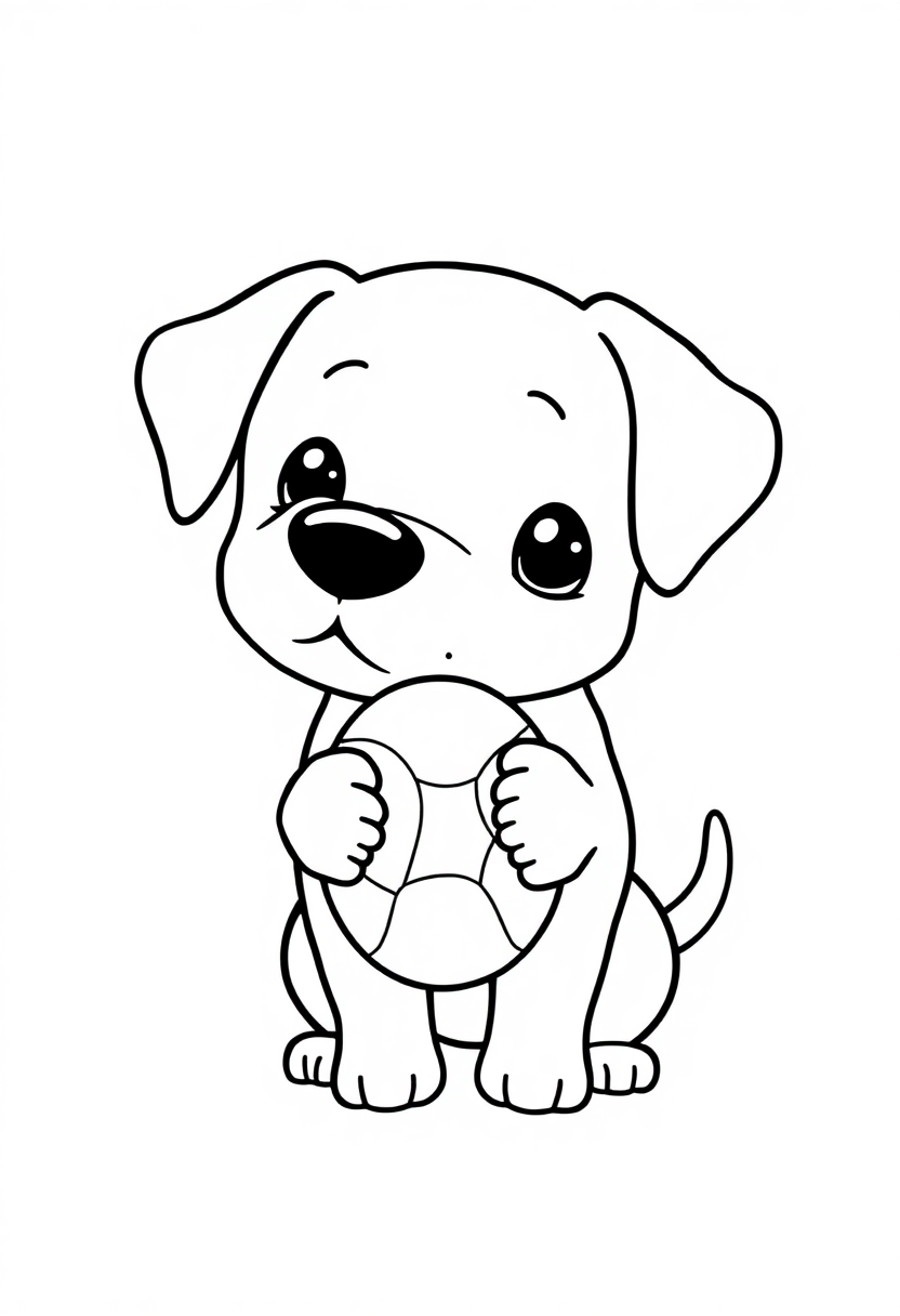 Labrador Puppy with Ball coloring page, free printable