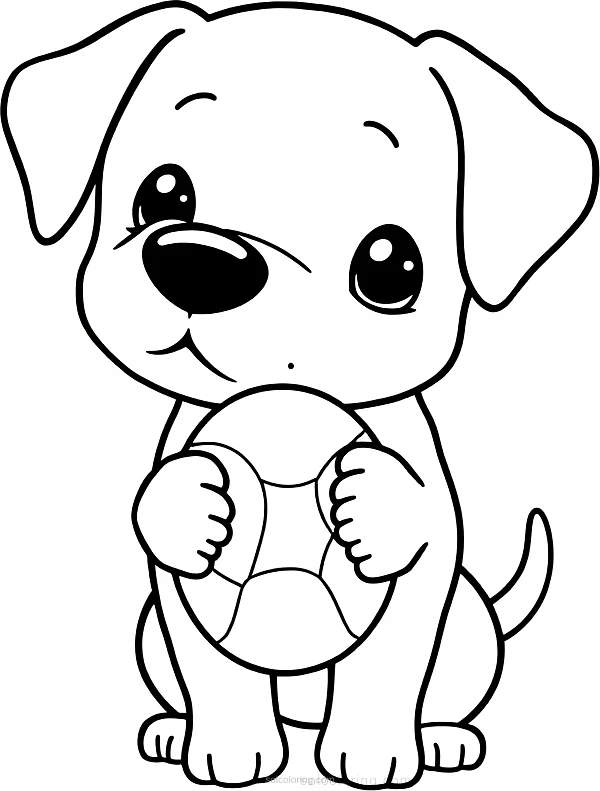 Labrador Puppy With Ball coloring page for kids