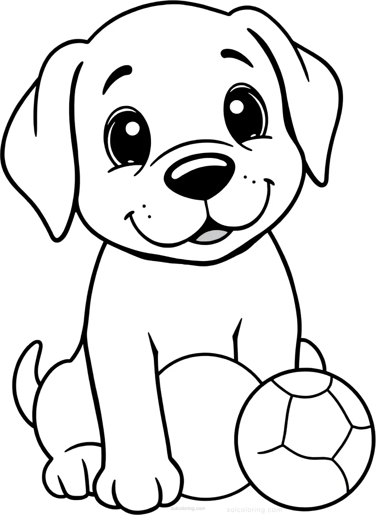 Labrador Puppy With Ball coloring page for kids