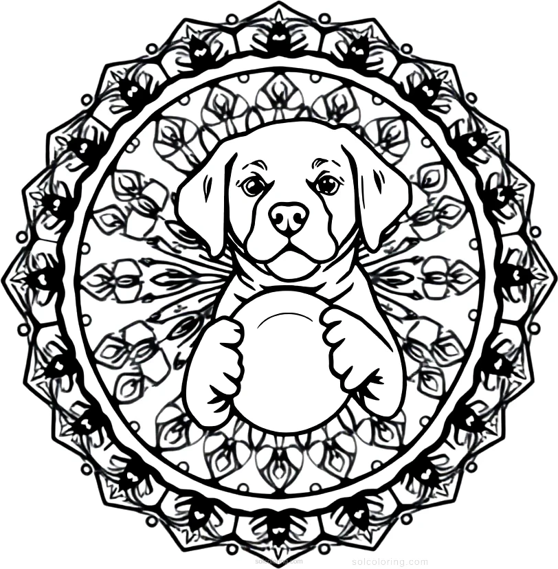 Labrador Puppy With Ball coloring page for kids