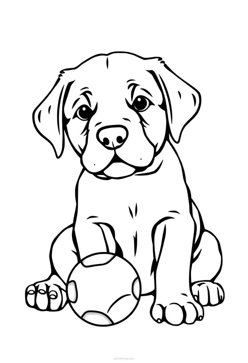 Labrador Puppy With Ball coloring page for kids