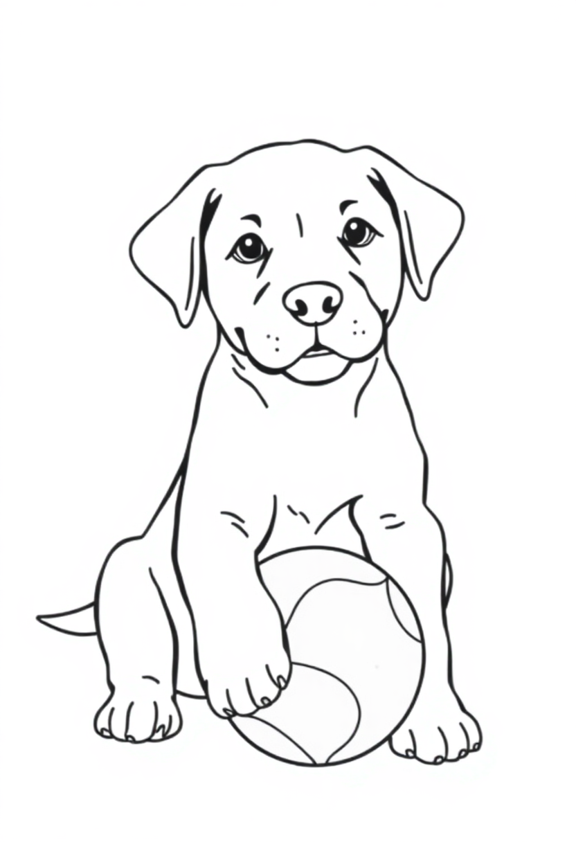 Labrador Puppy With Ball coloring pages