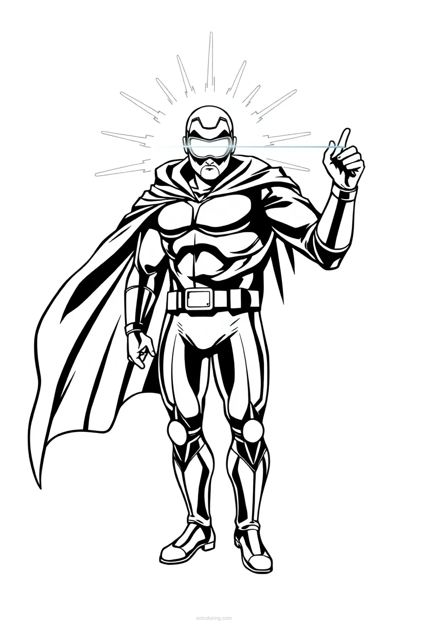 Laser Vision Hero coloring page for kids