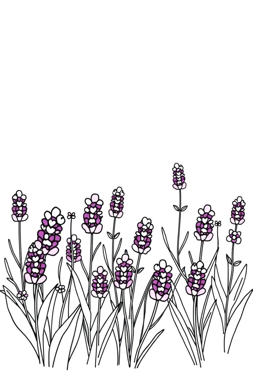 Lavender Field coloring page, free printable