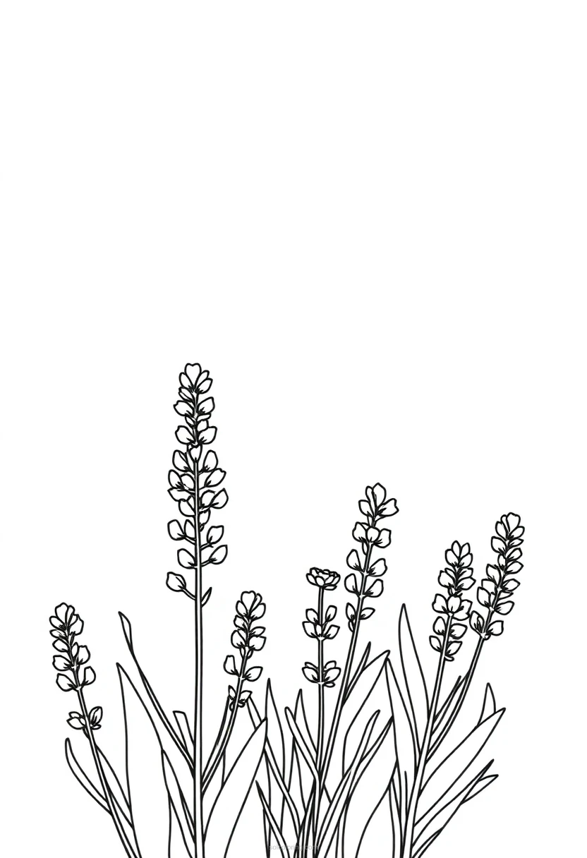 Lavender Field coloring page for kids
