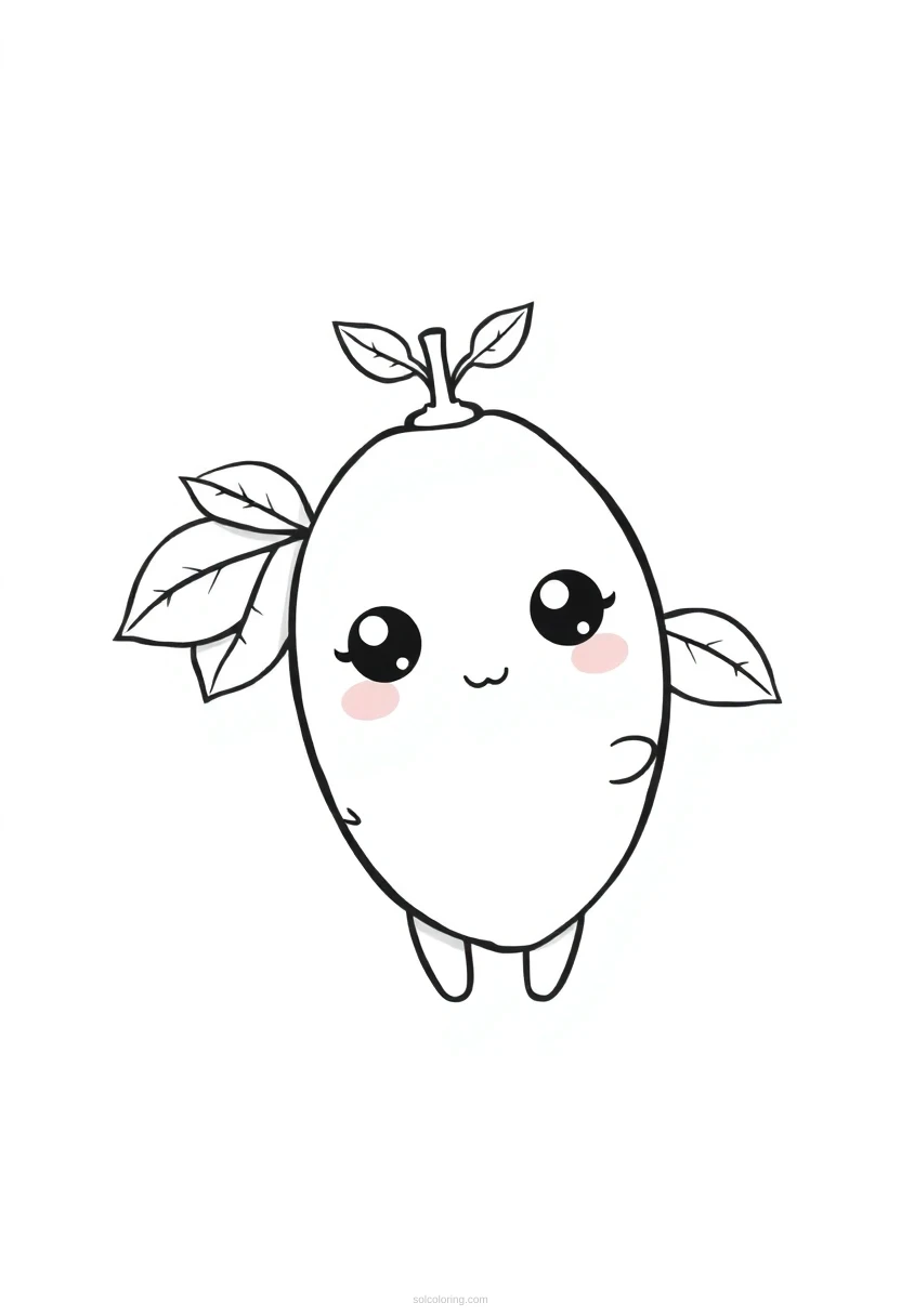 Lemon With Leaves coloring page for kids