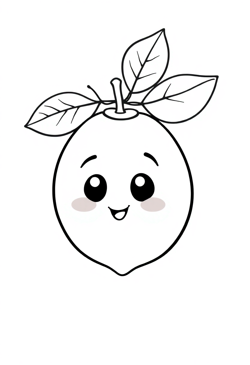 Lemon with Leaves coloring page, free printable
