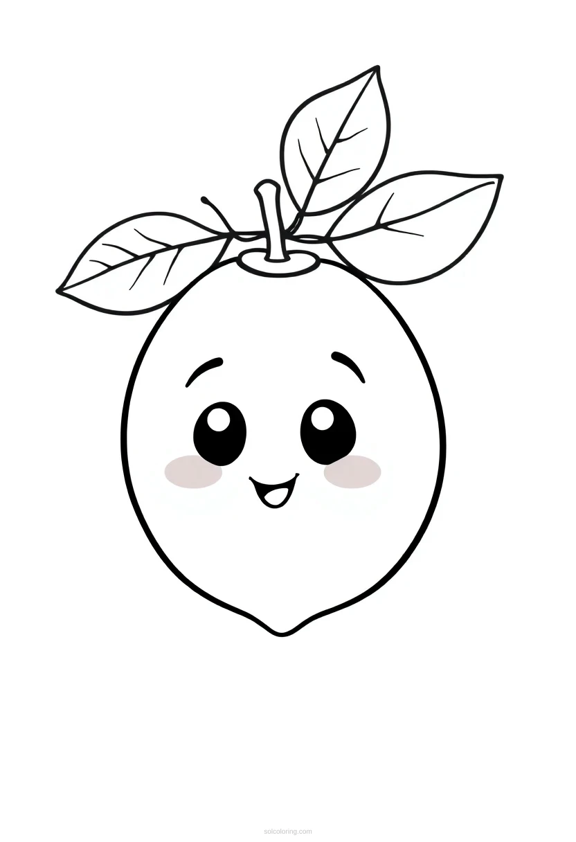 Lemon With Leaves coloring page for kids