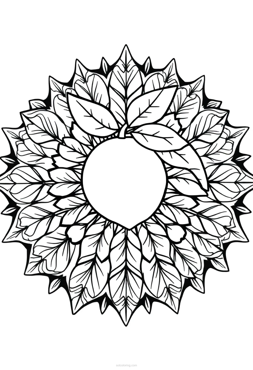 Lemon With Leaves coloring page for kids
