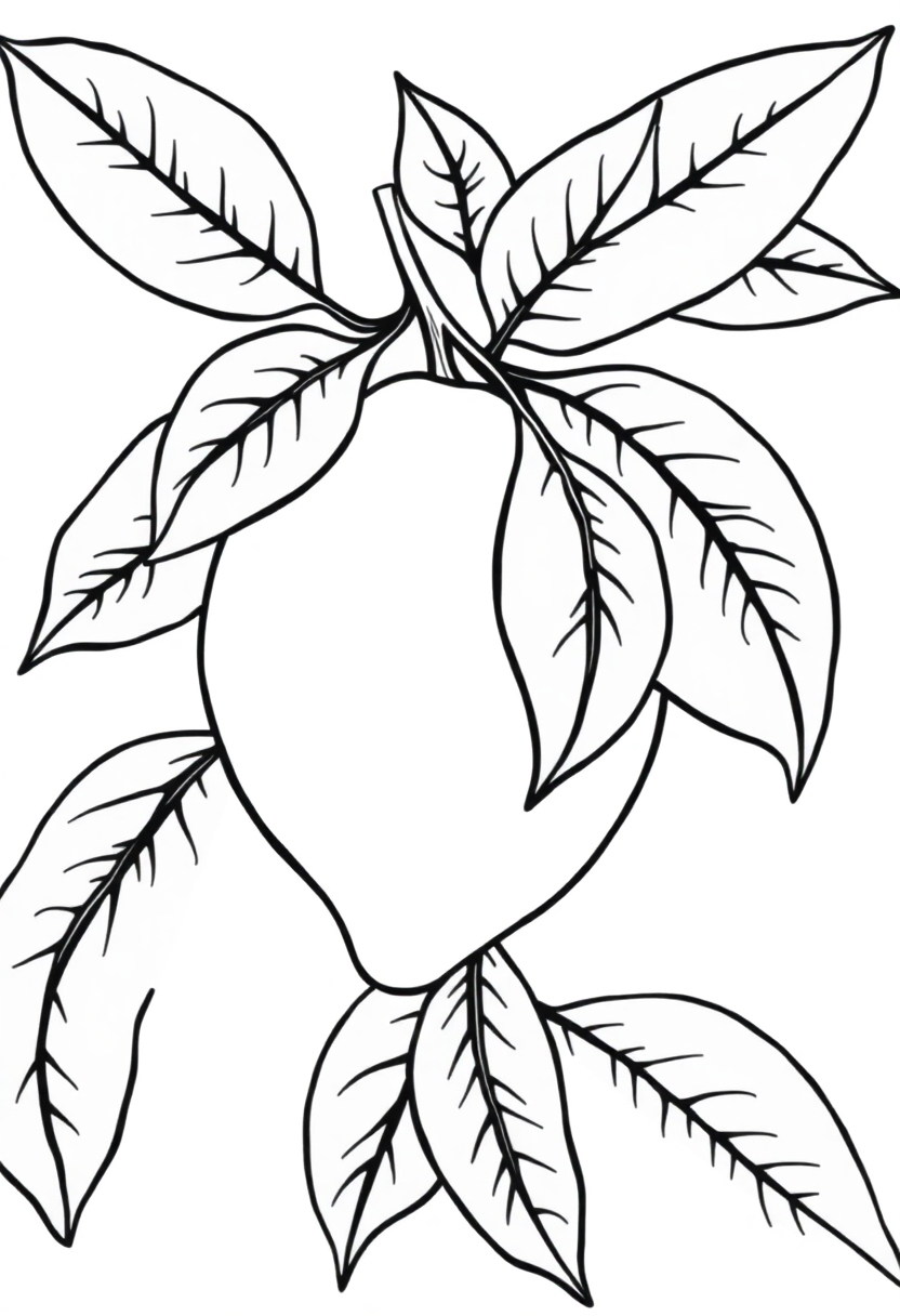 Lemon with Leaves coloring page, free printable