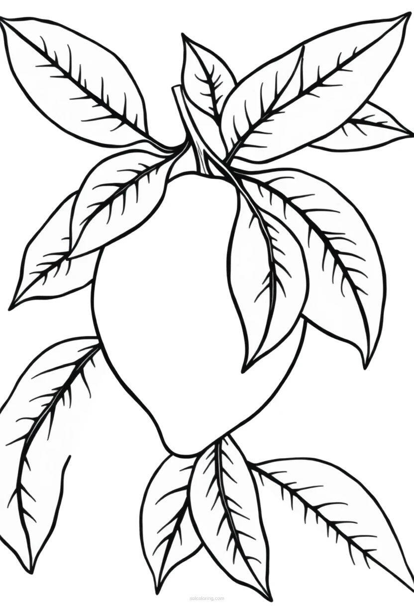 Lemon With Leaves coloring page for kids