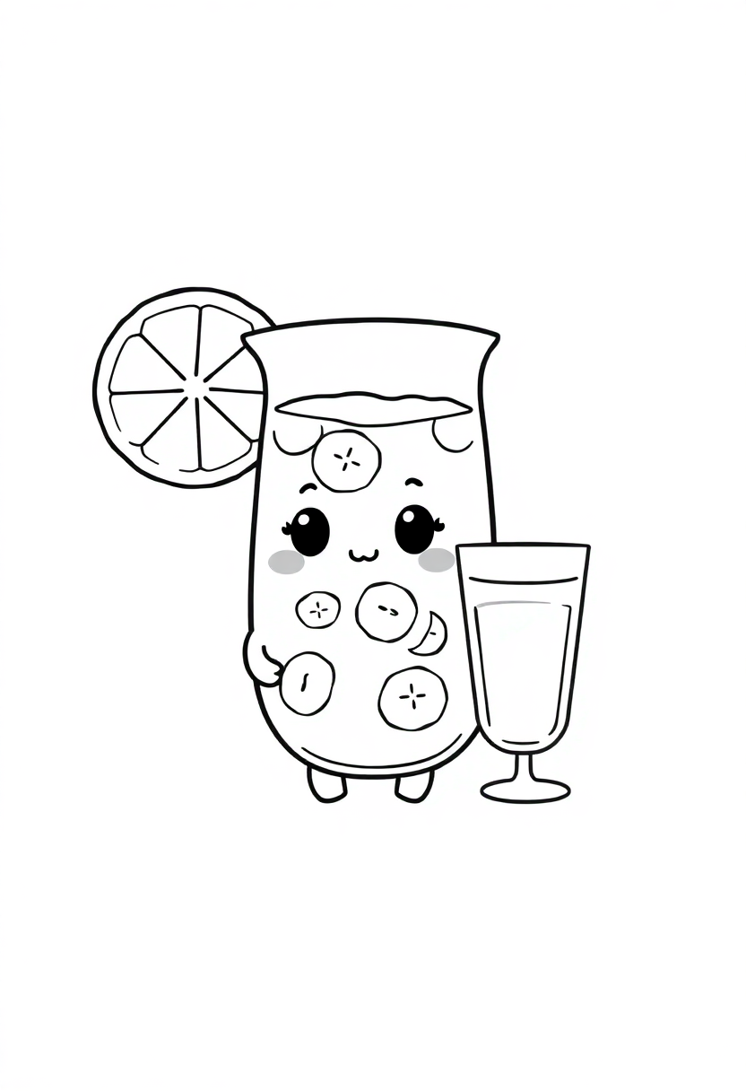 Lemonade Pitcher and Glass coloring page, free printable