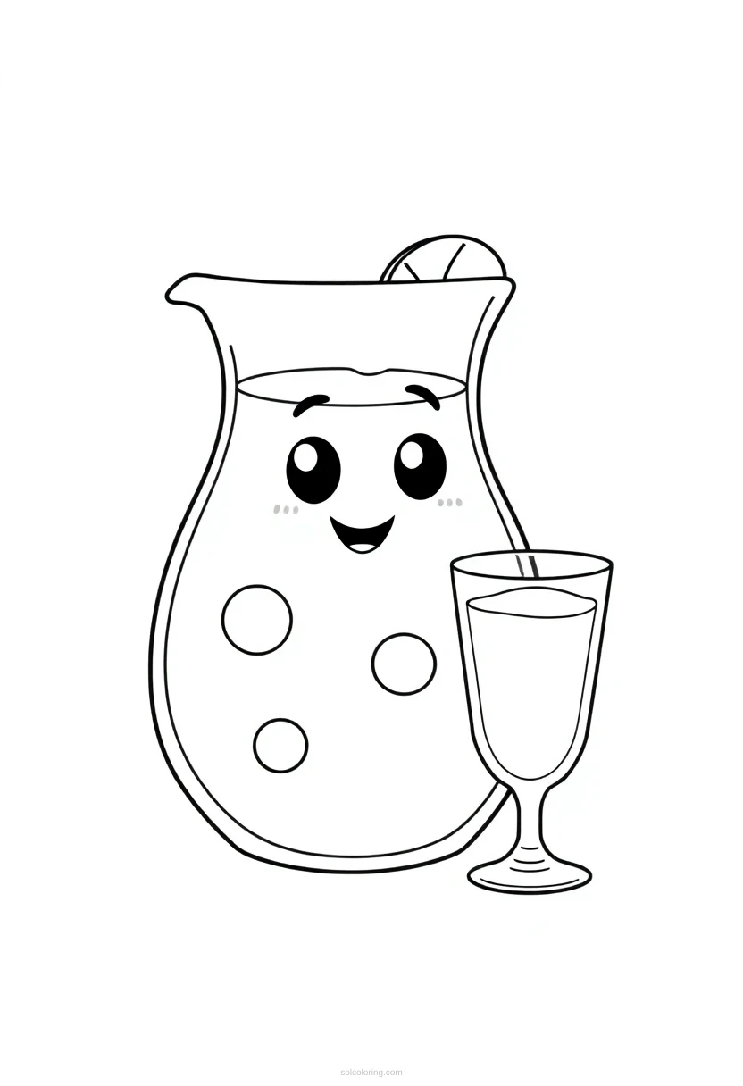 Lemonade Pitcher and Glass coloring page for kids