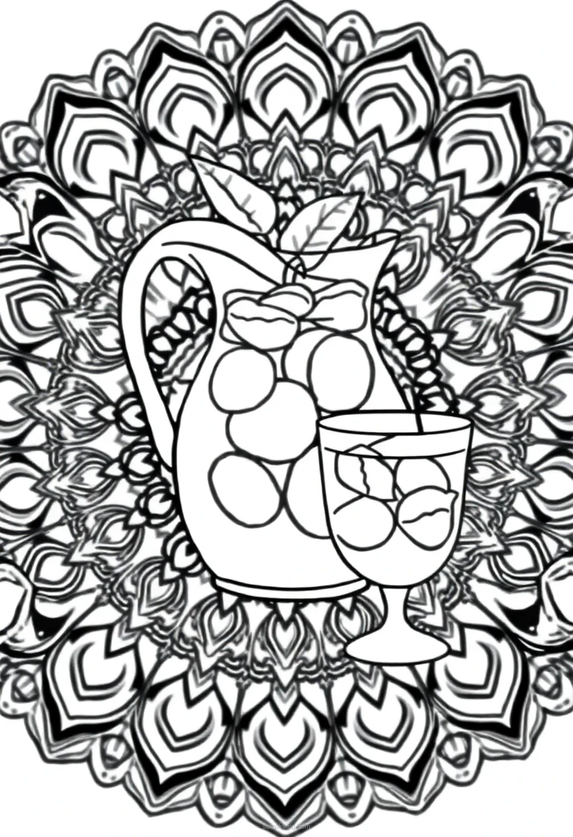Lemonade Pitcher and Glass coloring page for kids