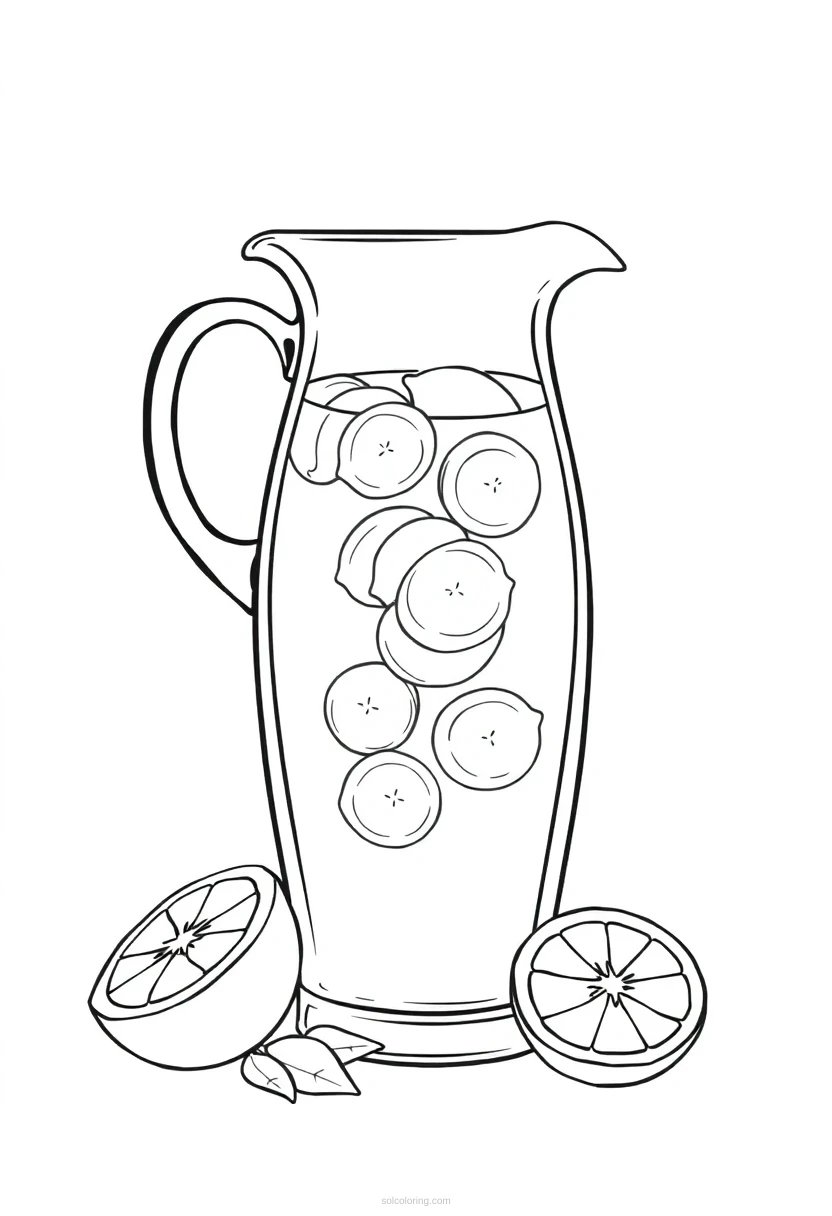 Lemonade Pitcher and Glass coloring page for kids