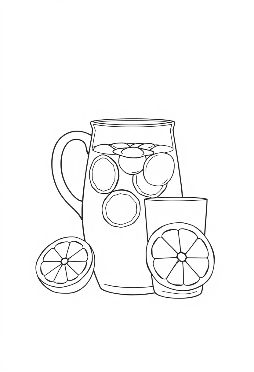 Lemonade Pitcher And Glass coloring pages