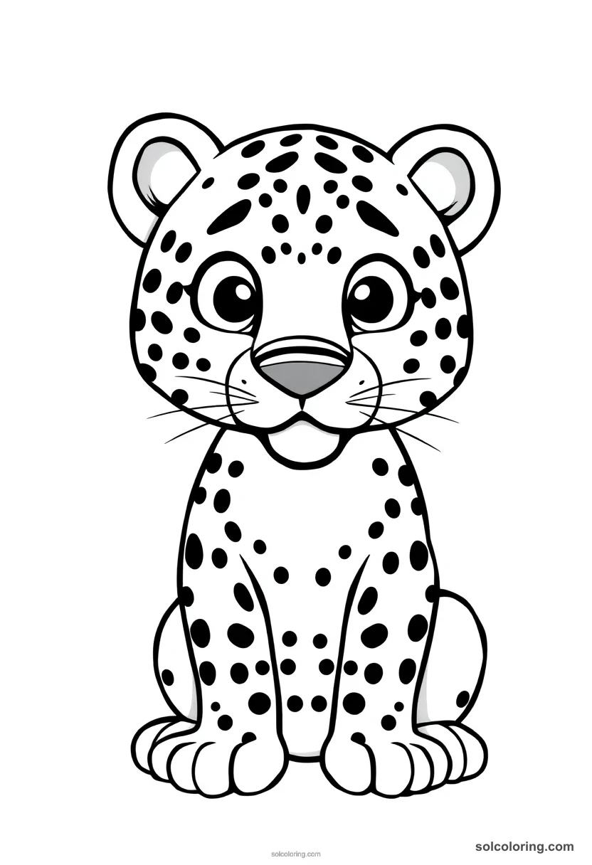 Cute Cartoon Leopard cute cartoon coloring page for kids