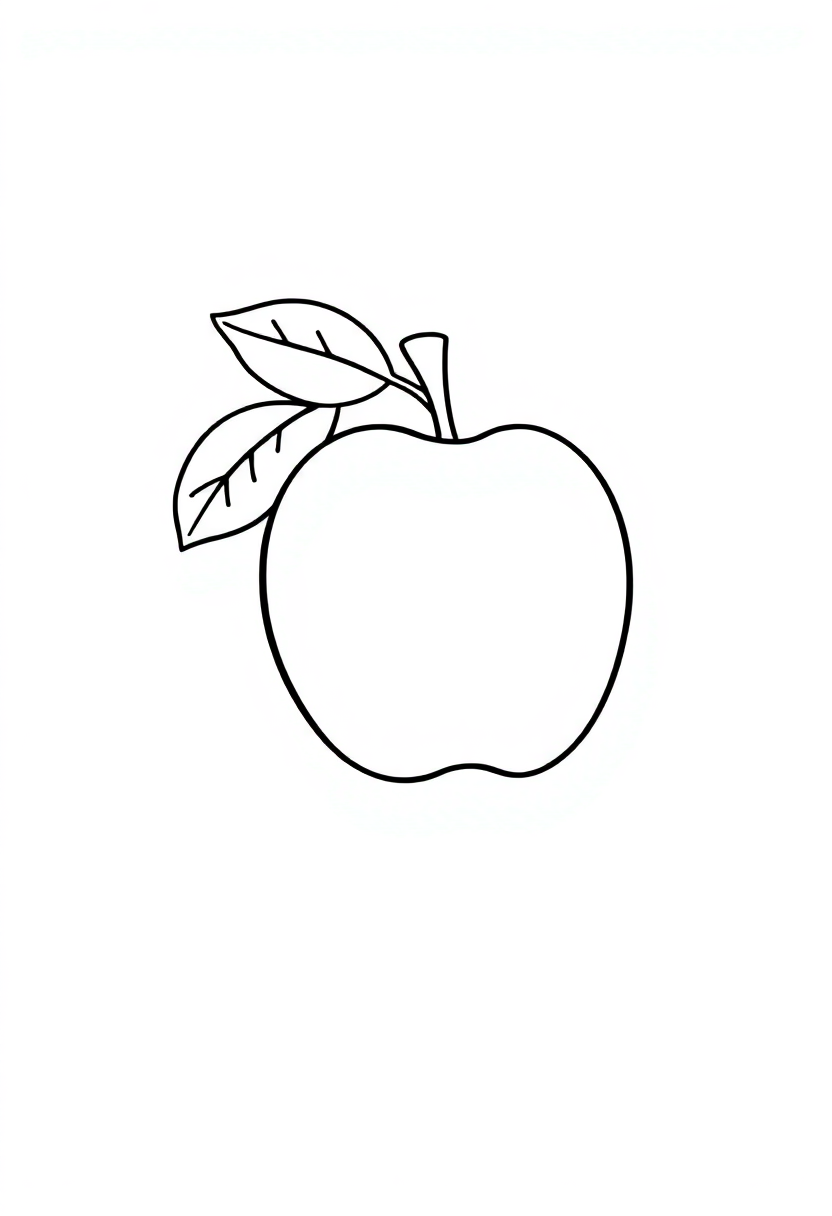 Letter A with Apple coloring page for kids