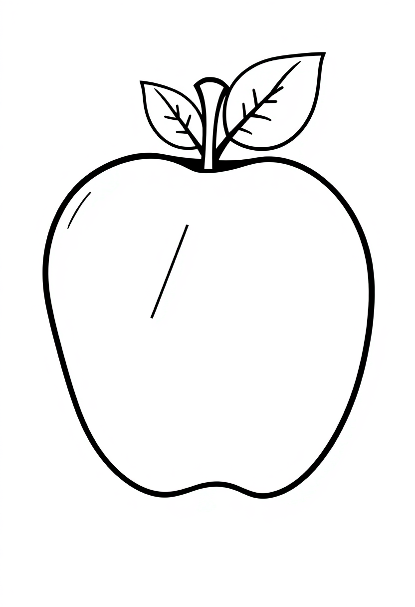 Letter A with Apple coloring page for kids