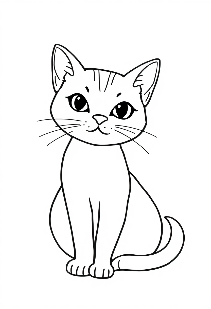 Letter C with Cat coloring page for kids