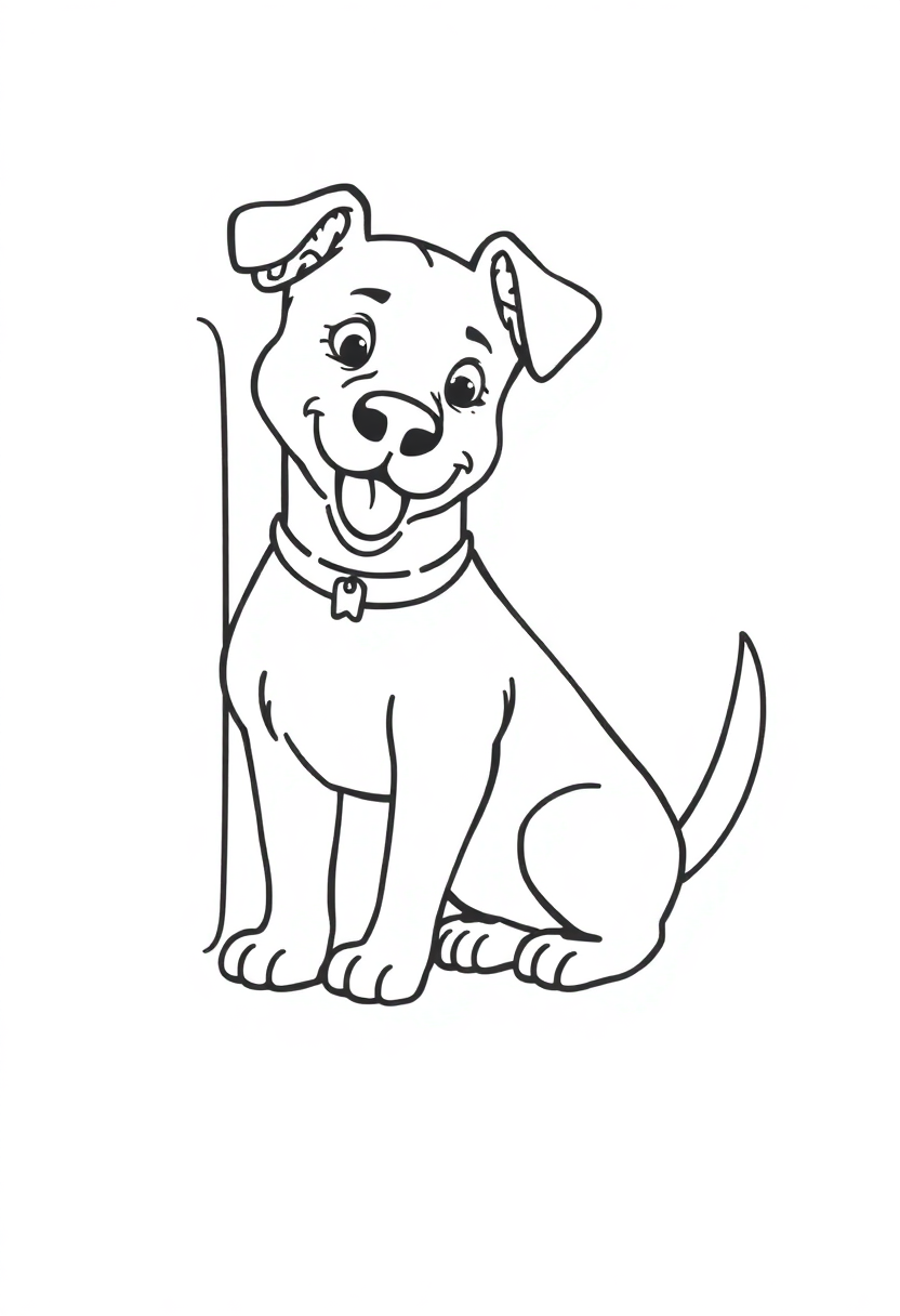 Letter D with Dog coloring page for kids