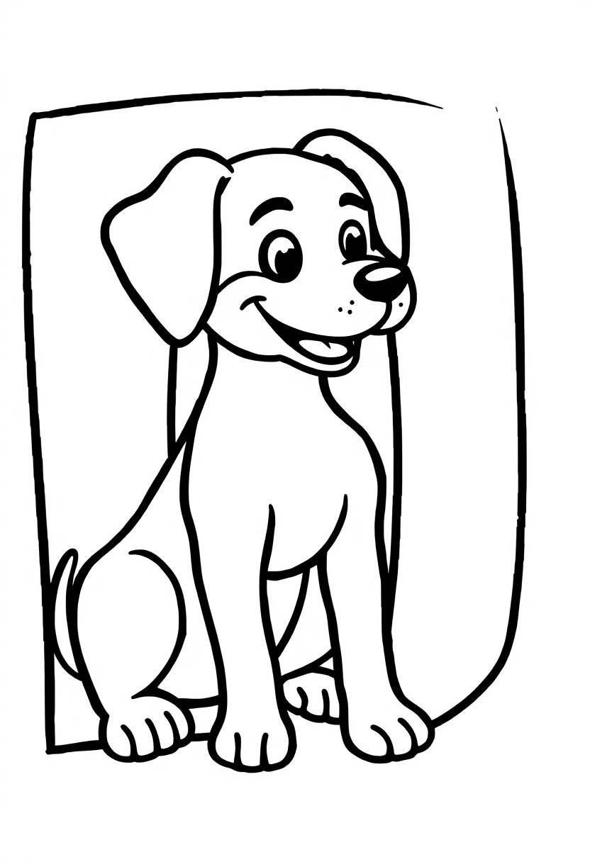 Letter D with Dog coloring page for kids