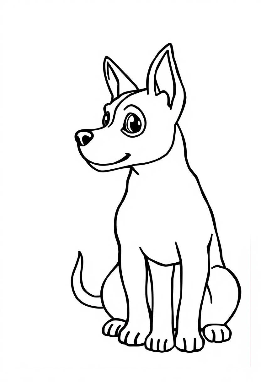 Letter D with Dog coloring page for kids