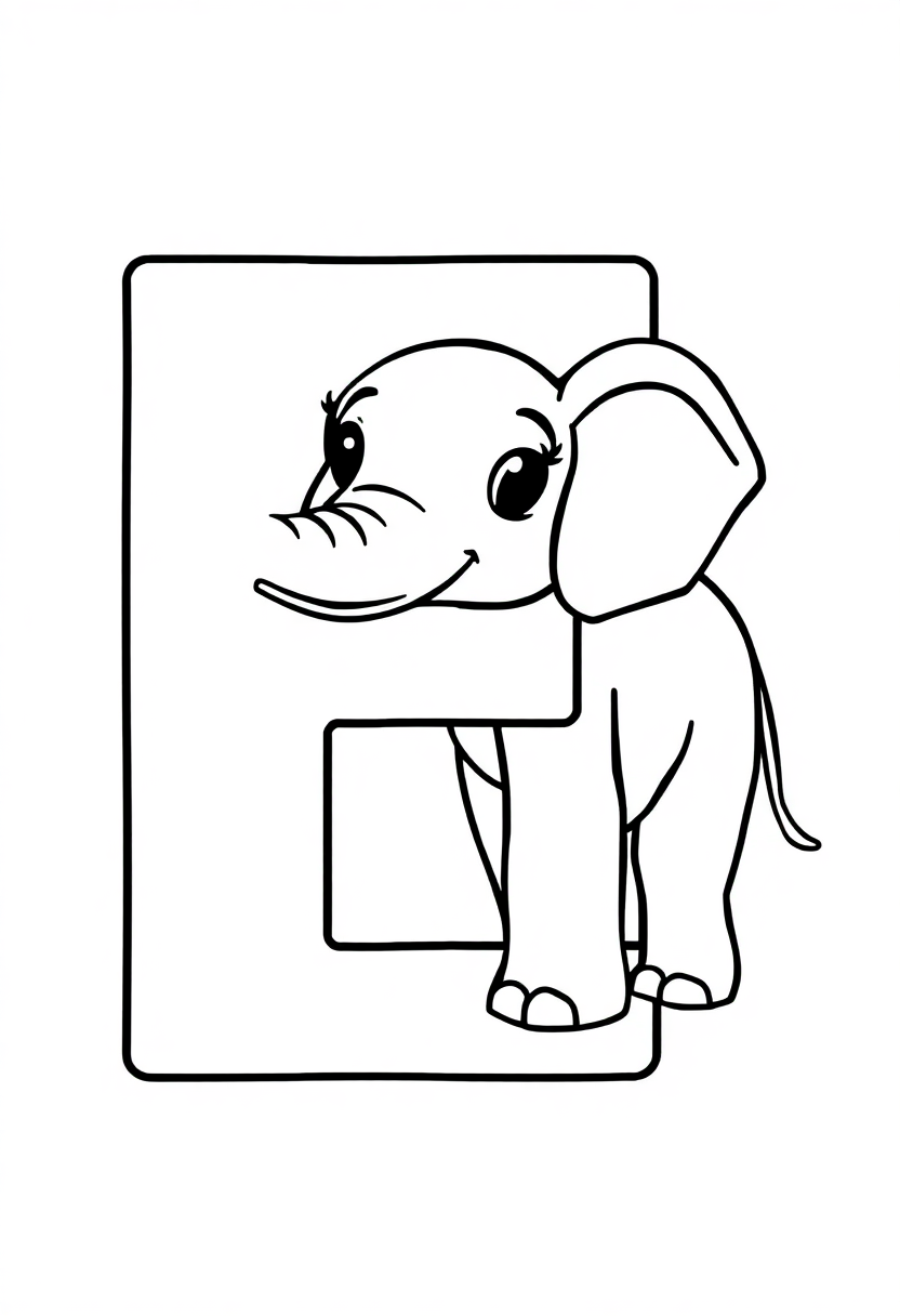 Letter E With Elephant coloring pages