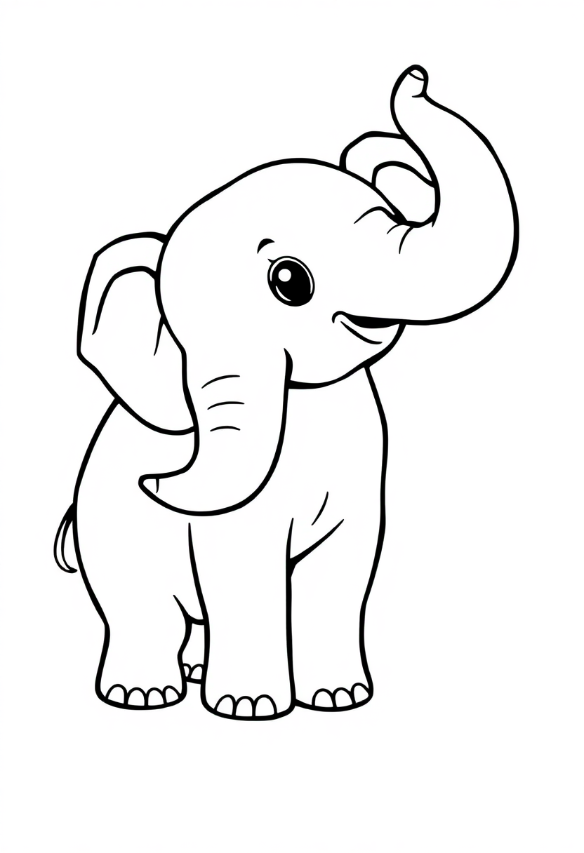 Letter E with Elephant coloring page for kids