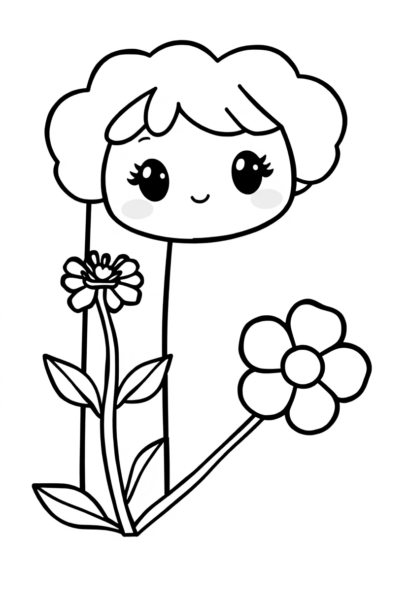 Letter F with Flower coloring page for kids