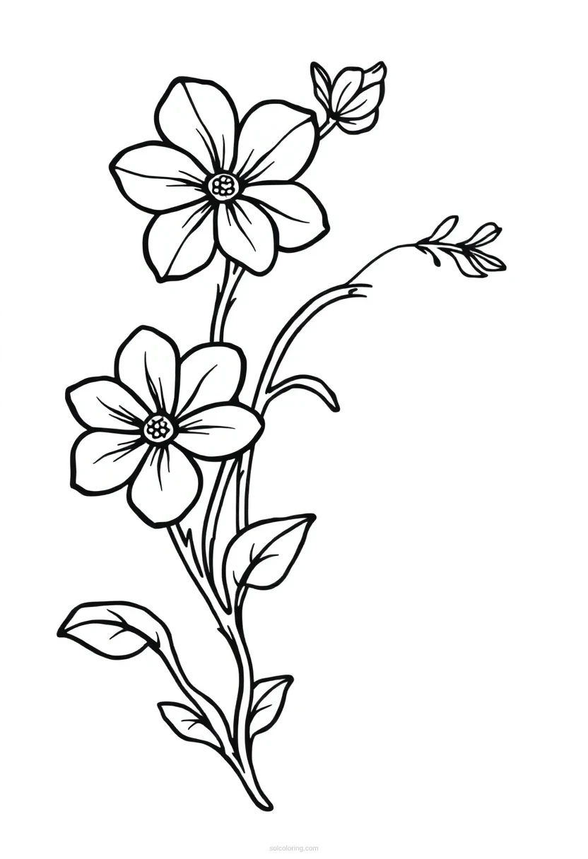 Letter F with Flower coloring page for kids