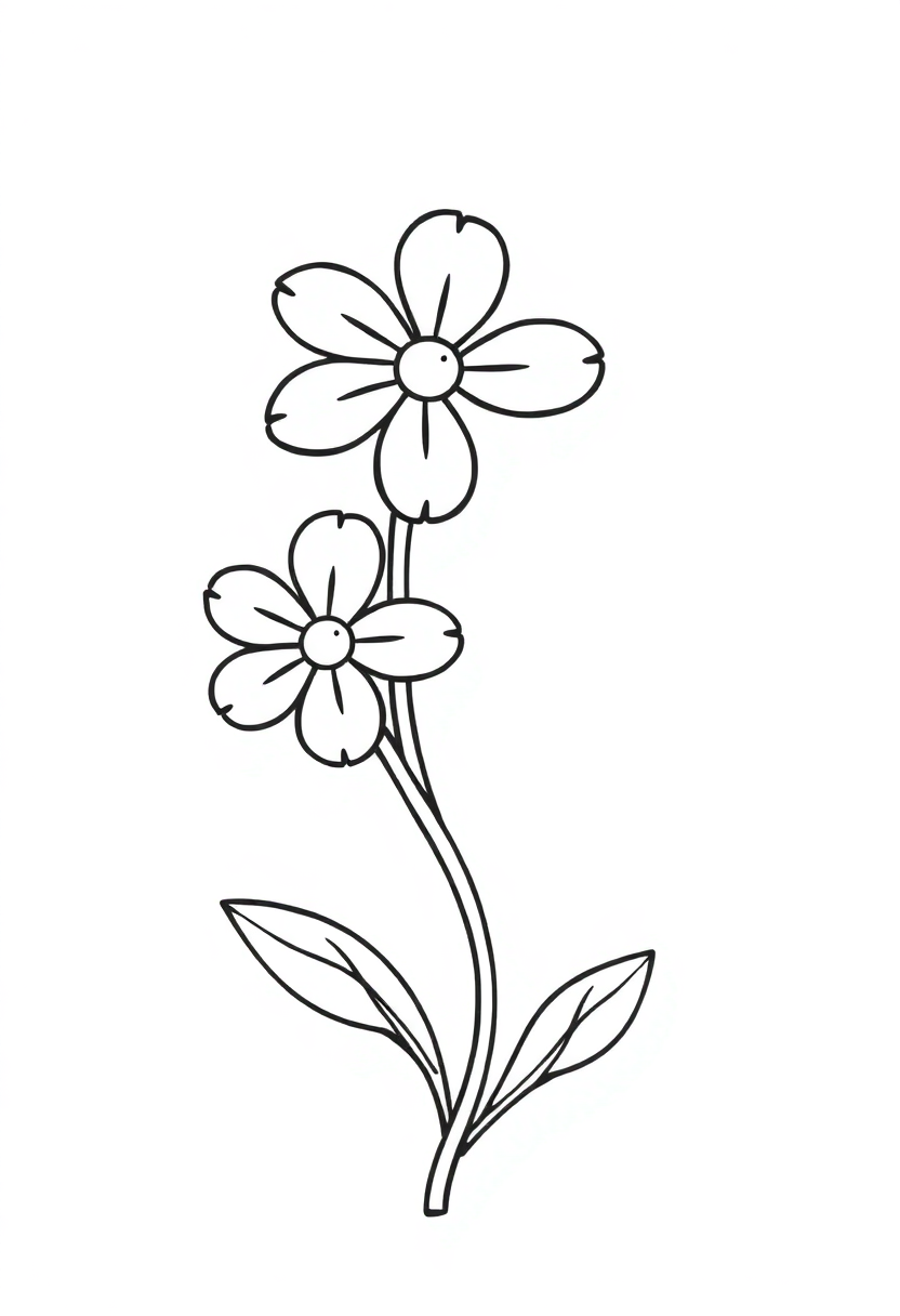 Letter F with Flower coloring page for kids